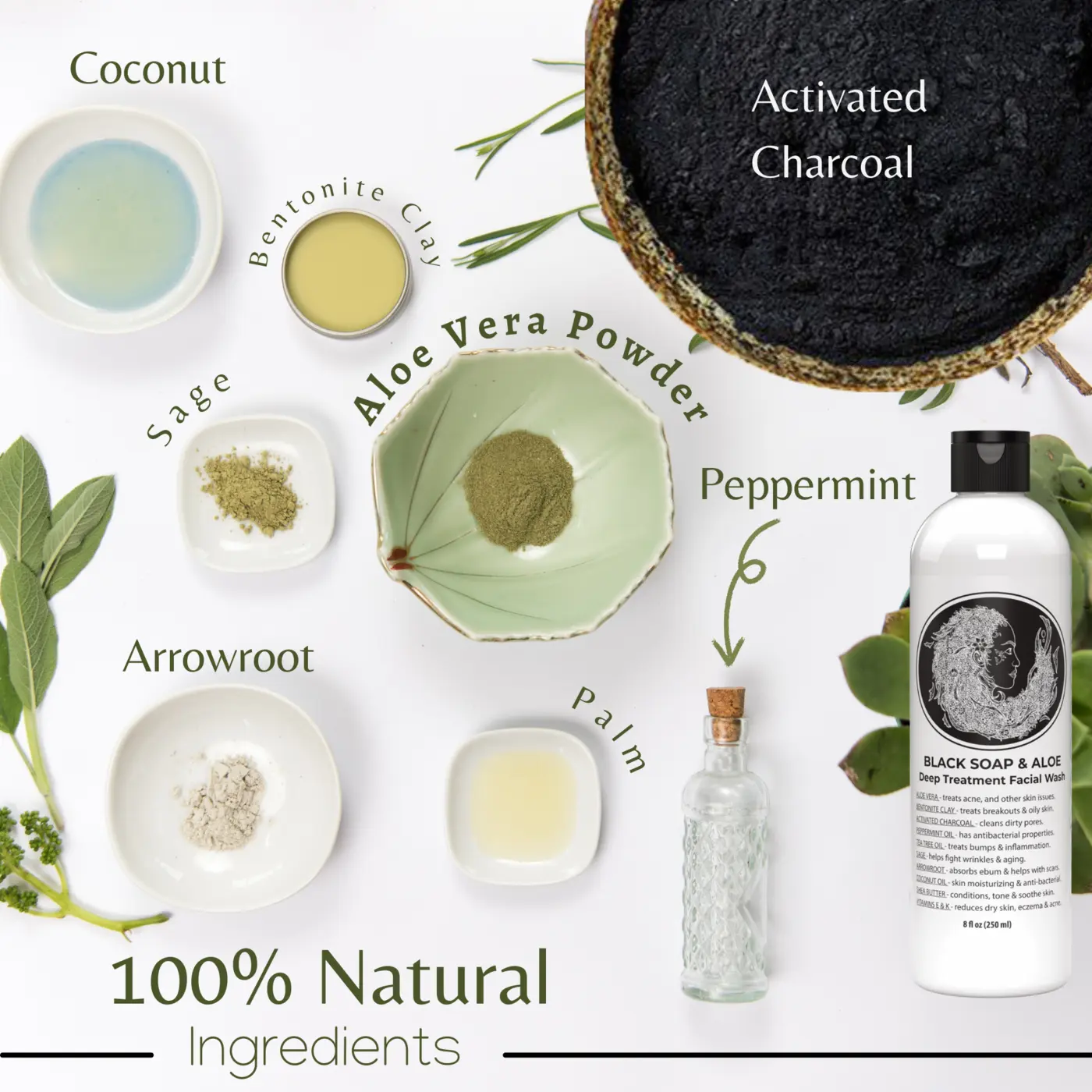 Natural ingredient highlights in the liquid black soap