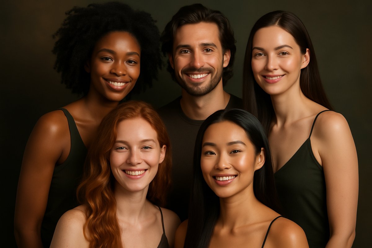 Diverse group with healthy skin and hair